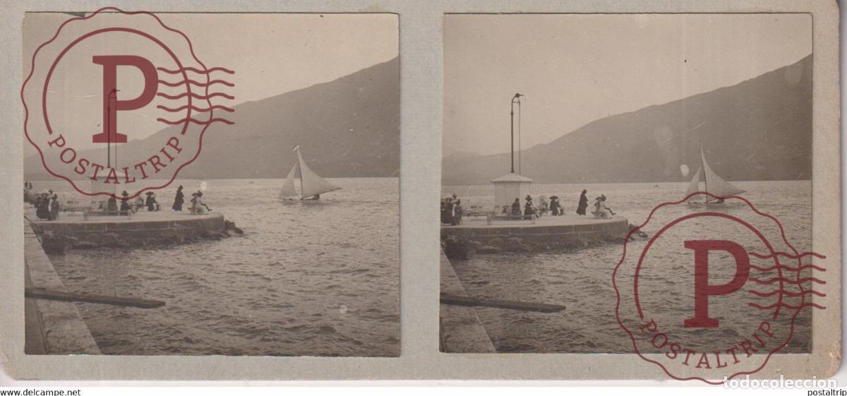Fotograf&iacute;a antigua: LAC DU BOURGET FRANCE 13*6cm ESTEREOSCOPICA ST&Eacute;R&Eacute;OSCOPIQUE STEREOSCOPIC