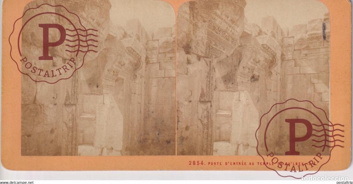 Photographie ancienne: LEBANON LYBANON PERTE ENTREE TEMPLE BAALBECK LIBAN BALBEK 18*9CM AFRICA AFRIQUE ESTEREOSCOPICA STE