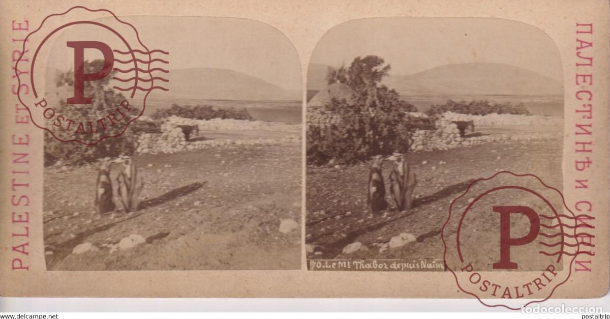 Fotograf&iacute;a antigua: PALESTINE ET SYRIE LE MONT THABOR 18*9CM ESTEREOSCOPICA STEREOSCOPIC