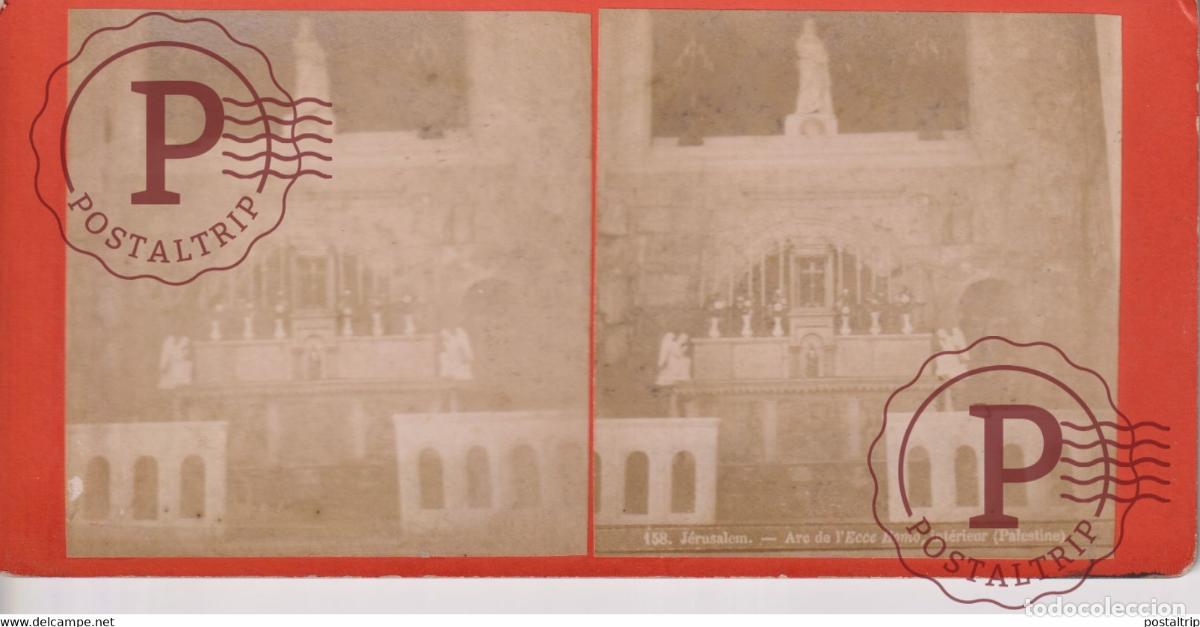 Fotograf&iacute;a antigua: JERUSALEM PALESTINE ARC DE LECCE HOMO INTERIEUR 18*9CM ESTEREOSCOPICA STEREOSCOPIC