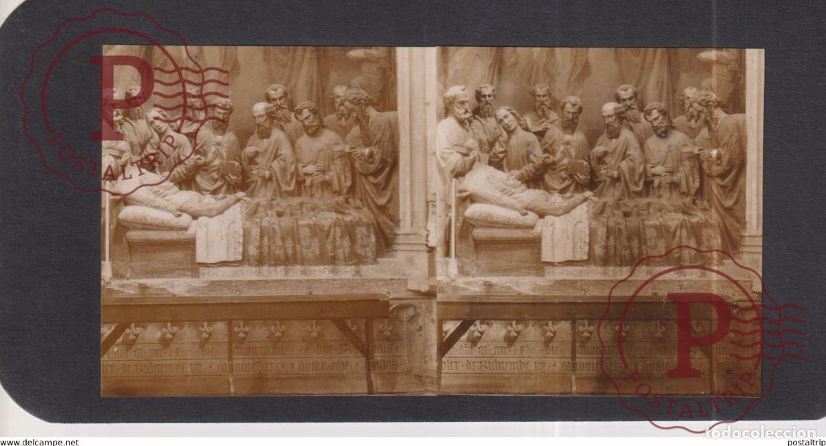 Fotograf&iacute;a antigua: Death of the virgin Constanes Cathedral SCHWEIZ SUIZA SUISSE +-17*9CM ESTEREOSCOPICA STEREOSCOPIC
