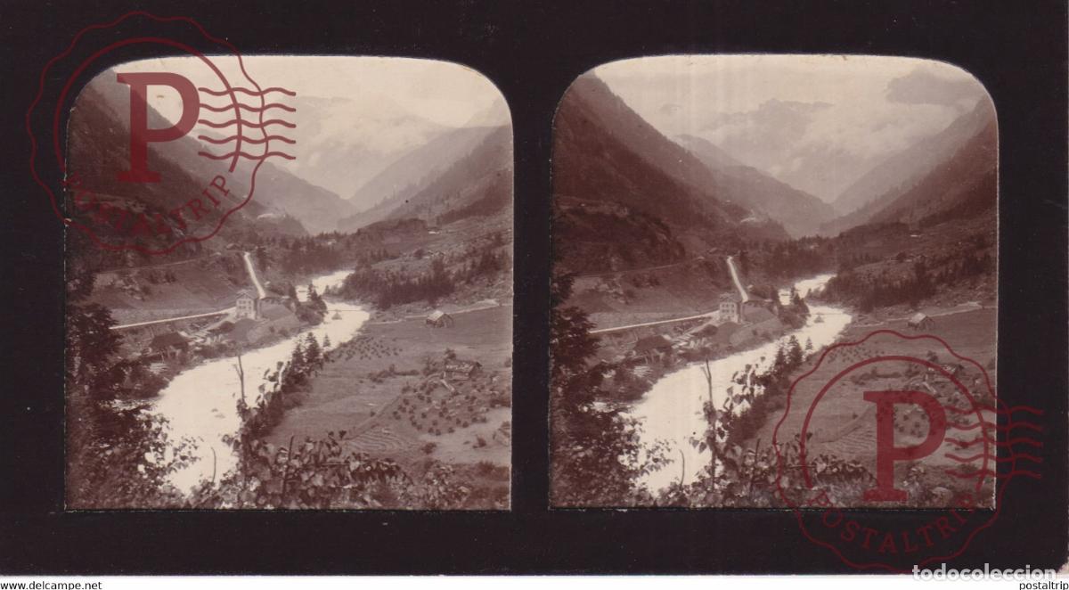 Fotograf&iacute;a antigua: GOTTHARD WASEN SCHWEIZ SUIZA SUISSE +-17*9CM ESTEREOSCOPICA STEREOSCOPIC francestereo