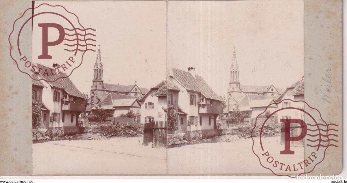 Fotograf&iacute;a antigua: BAS RHIN Weiler bei Vill&eacute; EGLISE FRANCE +-18*9CM ESTEREOSCOPICA STEREOSCOPIC francestereo