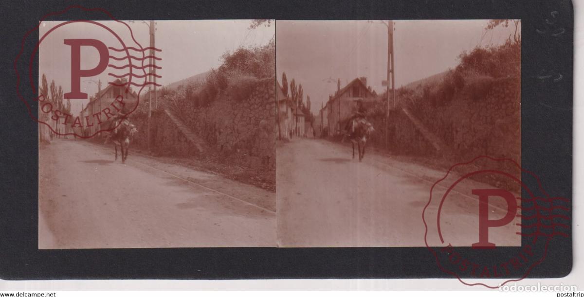 Alte Fotografie: PYRENEES FRANCERETOUR DU MARCHE ANE DONKEY RETURN FROM THE MARKET +-17*9CM ESTEREOSCOPICA STEREOSCO