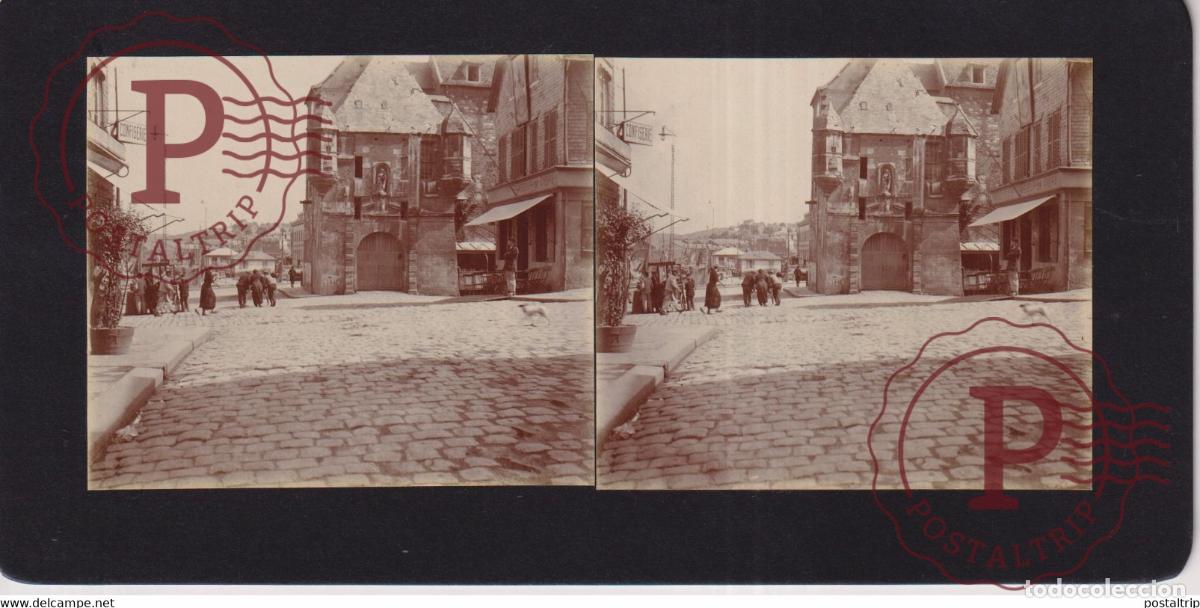 Alte Fotografie: 14 Calvados Honfleur FRANCE +-17*9CM ESTEREOSCOPICA STEREOSCOPIC francestereo