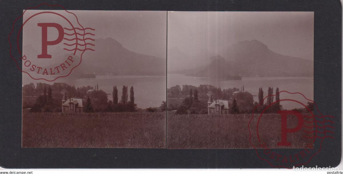 Photographie ancienne: LAC ANNECY TALLOIRES 74 Haute Savoie FRANCE +-17*9CM ESTEREOSCOPICA STEREOSCOPIC francestereo