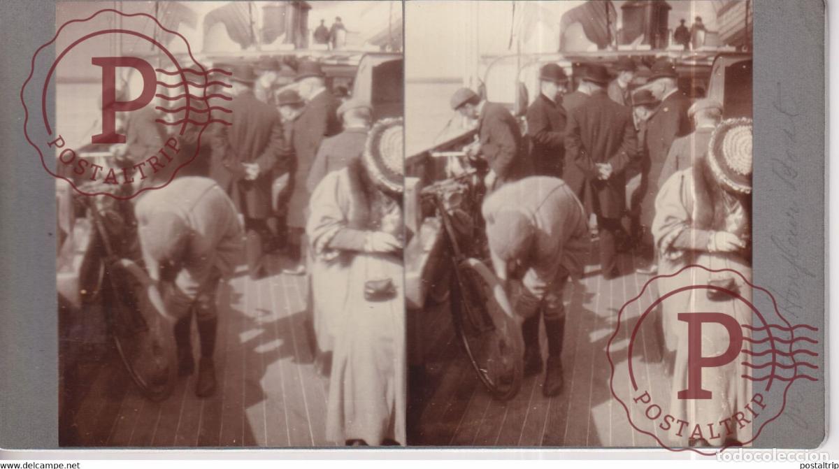 Fotograf&iacute;a antigua: BATEAU HONFLEUR FRANCE +-17*9CM ESTEREOSCOPICA STEREOSCOPIC francestereo
