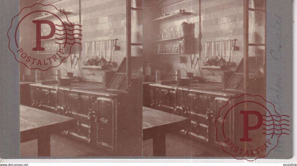 Fotograf&iacute;a antigua: HOTEL KITCHEN CONCHES FRANCE +-17*9CM ESTEREOSCOPICA STEREOSCOPIC francestereo