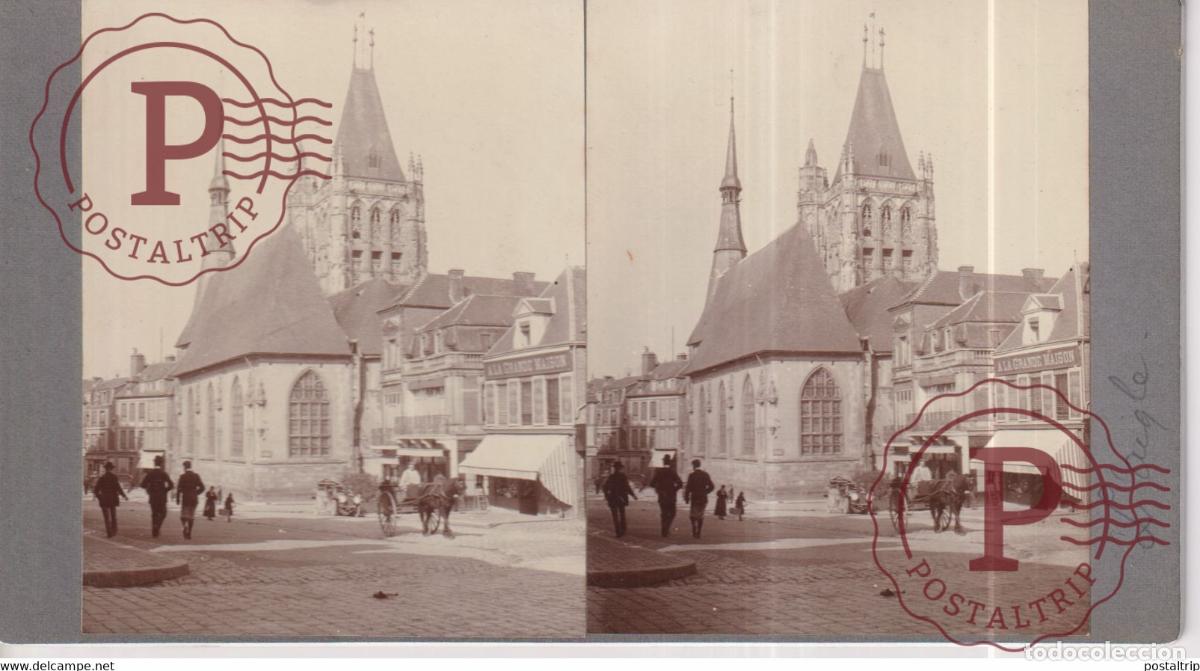 Fotograf&iacute;a antigua: 61 Orne LAigle A LA GRANDE MAISON EGLISE FRANCE CHAR ATTELAGE +-17*9CM ESTEREOSCOPICA STEREOSCO
