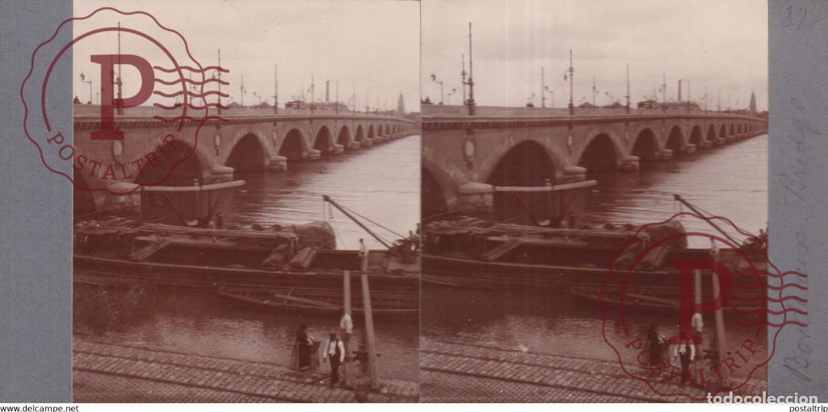 Fotograf&iacute;a antigua: BORDEAUX BRIDGE PONT FRANCE +-17*9CM ESTEREOSCOPICA STEREOSCOPIC francestereo