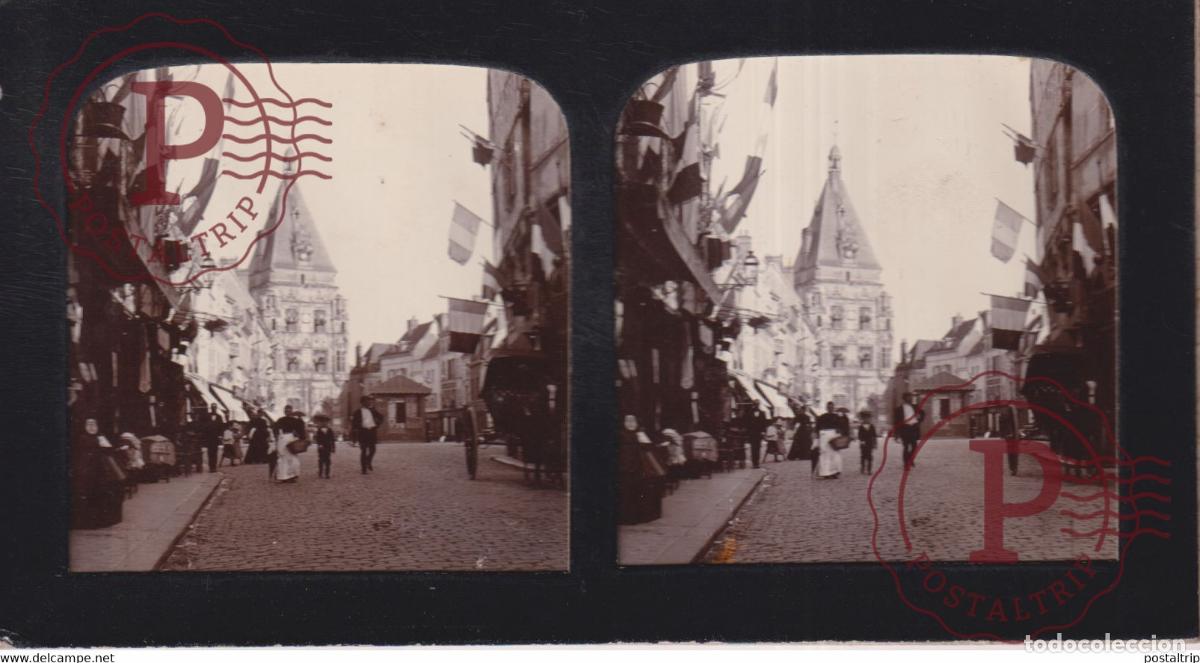 Fotograf&iacute;a antigua: 1897 Eure et Loir Dreux 28 14 JUILLET FETE NACIONALE FRANCE +-17*9CM ESTEREOSCOPICA STEREOSCOPIC