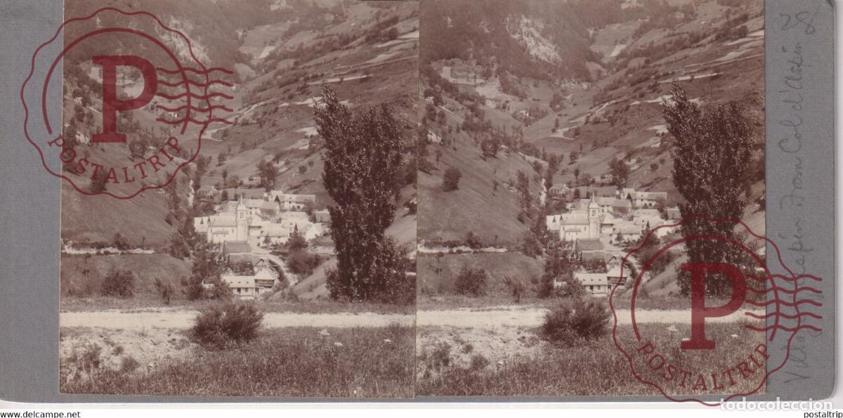 Alte Fotografie: 65 Hautes Pyr&eacute;n&eacute;es COL DASPIN VILLAGE DASPIN FRANCE +-17*9CM ESTEREOSCOPICA STEREOSCOPIC frances