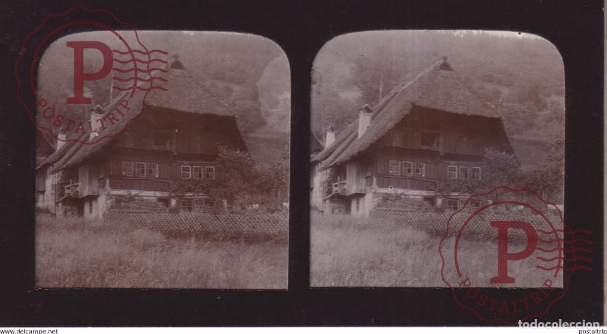 Fotograf&iacute;a antigua: BLACK FOREST COTTAGE SWARZ WALD FRANCE +-17*9CM ESTEREOSCOPICA STEREOSCOPIC francestereo