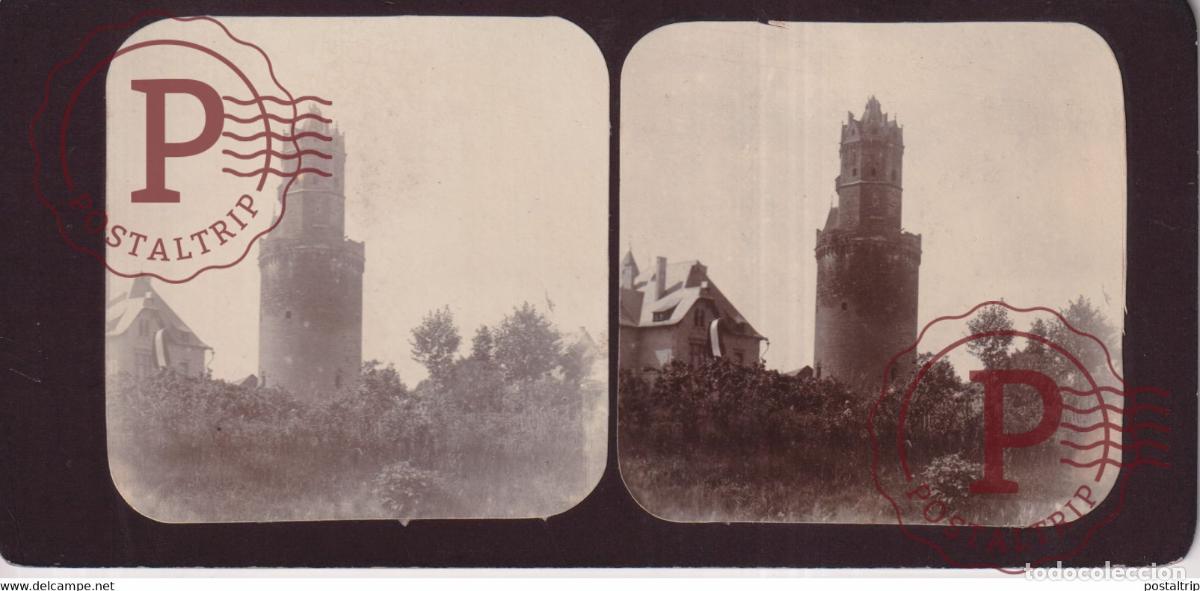 Antique Photography: RHINE WATER TOWER ANDERNACH ALLEMAGNE DEUTSCHLAND +-17*9CM ESTEREOSCOPICA STEREOSCOPIC francestereo
