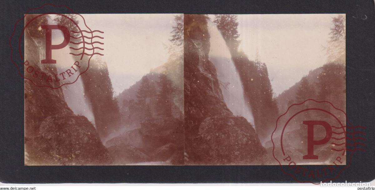 Antique Photography: Suiza Zwitserland Suisse Swiss Schweiz CHUTE La T&ecirc;te Noire VALAIS +-17*9CM ESTEREOSCOPICA STEREOSC