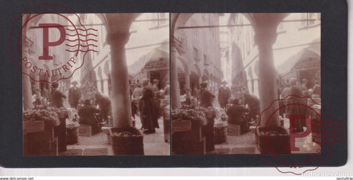 Photographie ancienne: FRANCE MARCHE MERCADILLO MARKET PHOTO T H PETTIPHER +-17*9CM ESTEREOSCOPICA STEREOSCOPIC francest