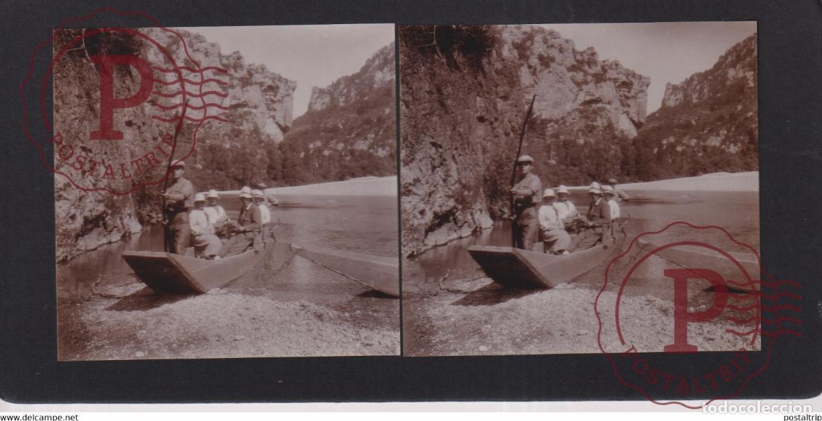 Photographie ancienne: 48 Lozere : Gorges du Tarn, La Mal&egrave;ne PHOTO T H PETTIPHER +-17*9CM ESTEREOSCOPICA STEREOSCOPIC fr
