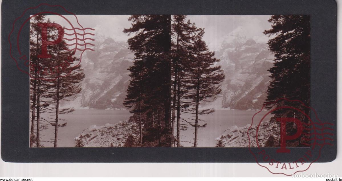 Fotograf&iacute;a antigua: SUISSE Lago Oeschinen Oeschinensee kandersteg +-17*9CM ESTEREOSCOPICA STEREOSCOPIC francestereo