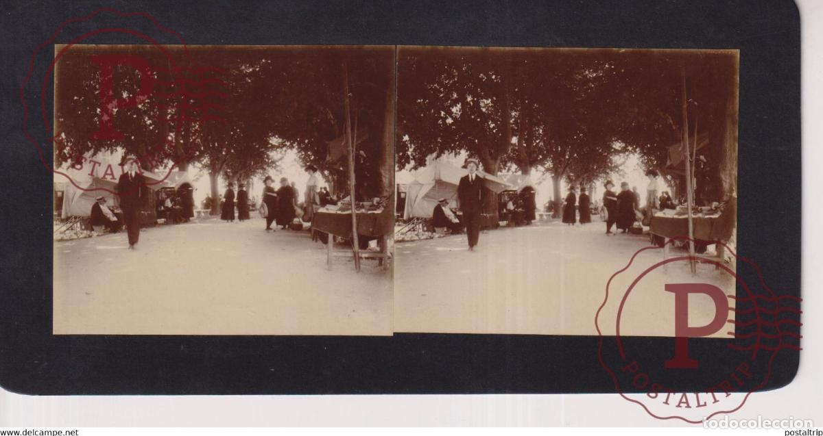 Fotograf&iacute;a antigua: 73 Savoie Chambery MARCHE MERCADILLO MARKET FRANCE +-17*9CM ESTEREOSCOPICA STEREOSCOPIC franceste