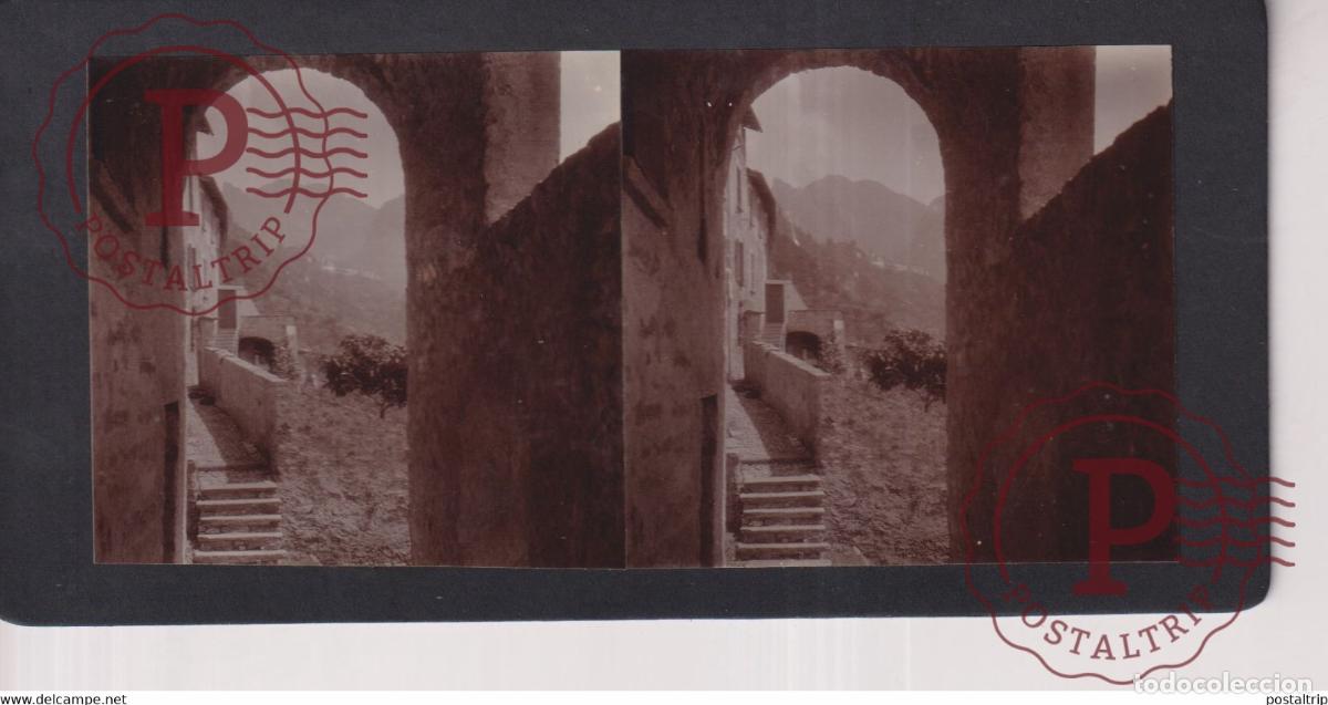 Fotograf&iacute;a antigua: SUISSE GANDRIA LAGO DI LUGANO TI Tessin +-17*9CM ESTEREOSCOPICA STEREOSCOPIC francestereo