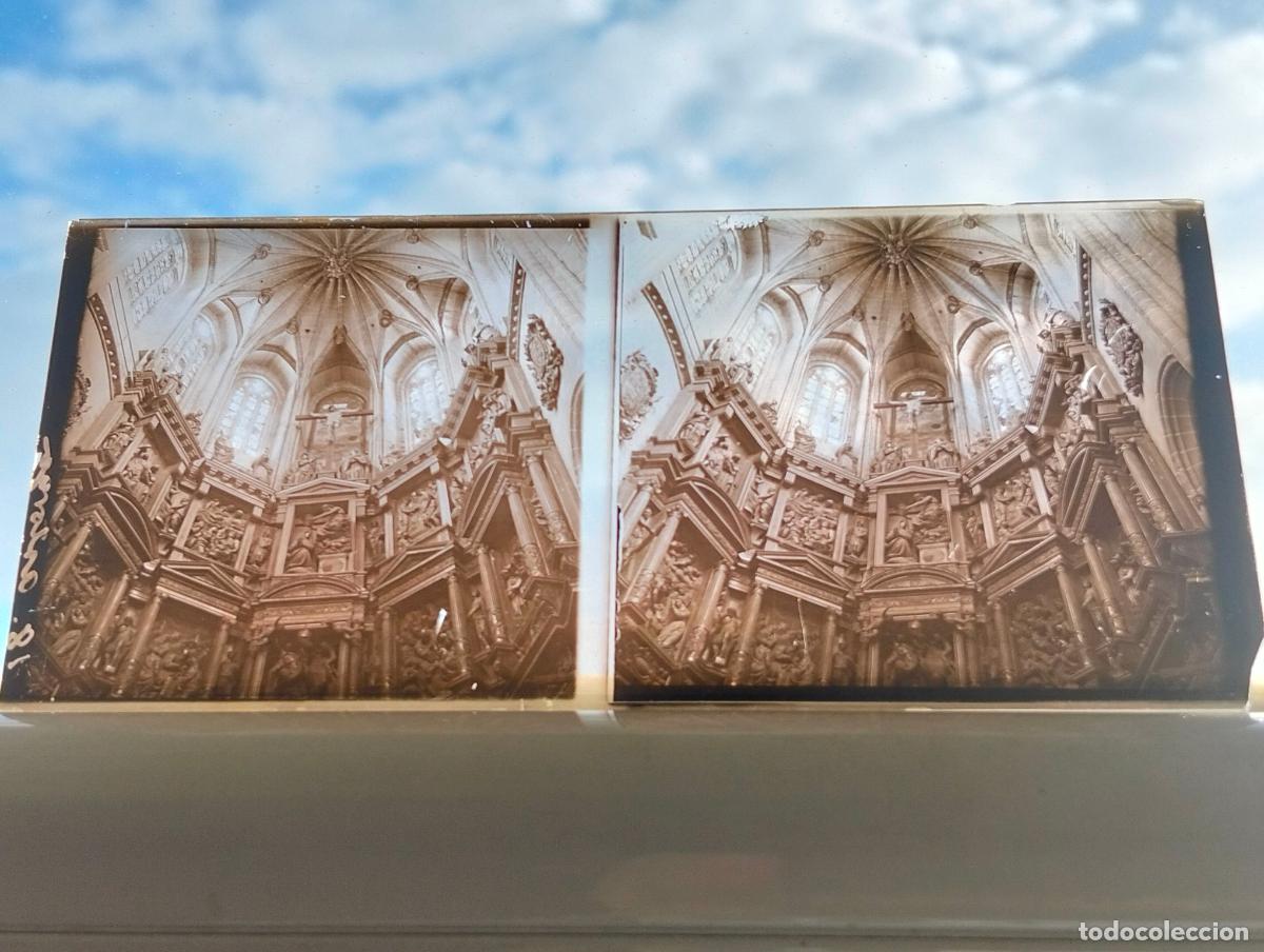 Fotograf&iacute;a antigua: ASTORGA LEON CATEDRAL VISTA ESTEREOSCOPICA EN CRISTAL 5,8 X 13 CM