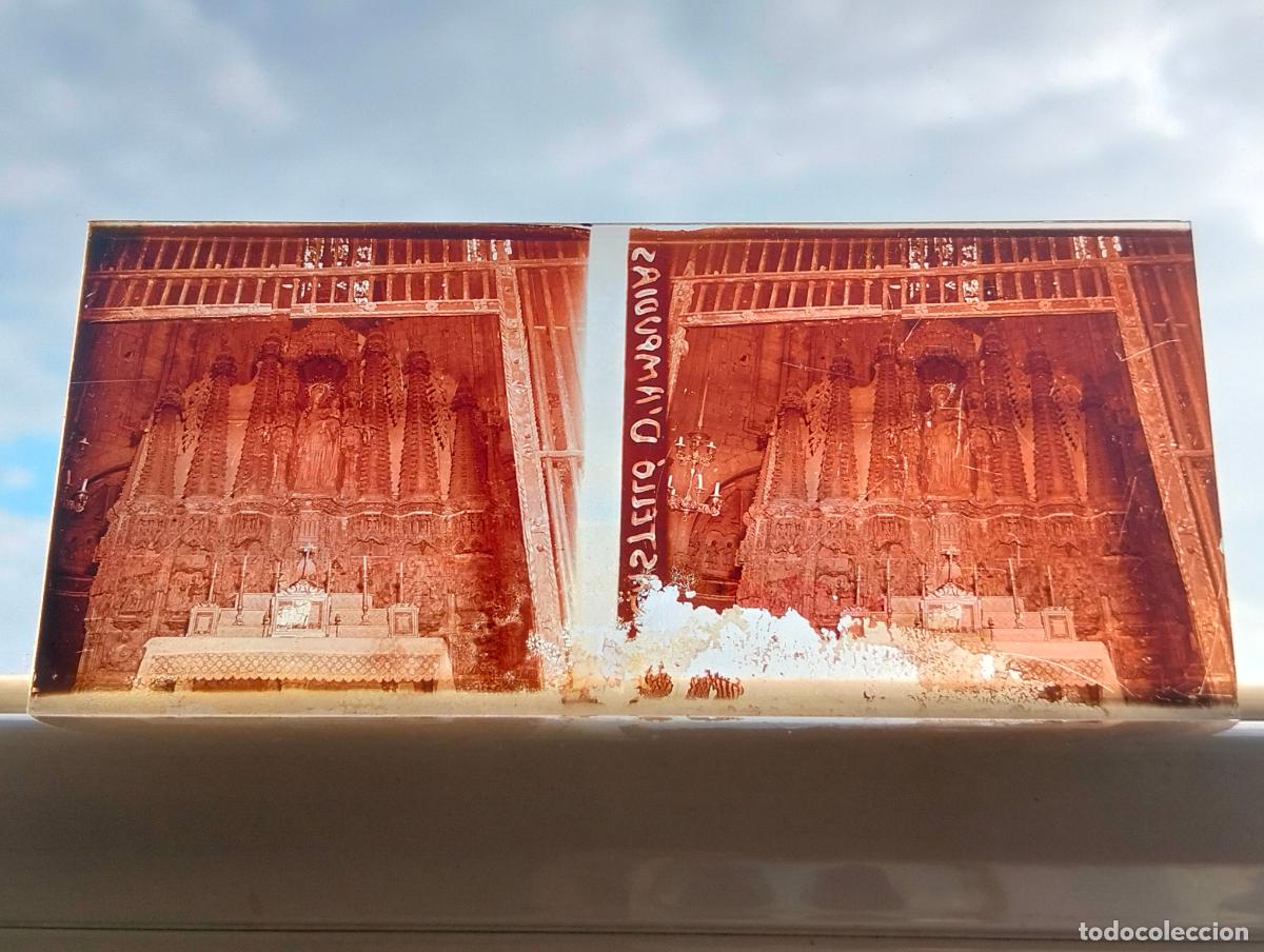 Fotograf&iacute;a antigua: CASTELLO DE AMPURIAS GERONA VISTA ESTEREOSCOPICA EN CRISTAL 5,8 X 13 CM