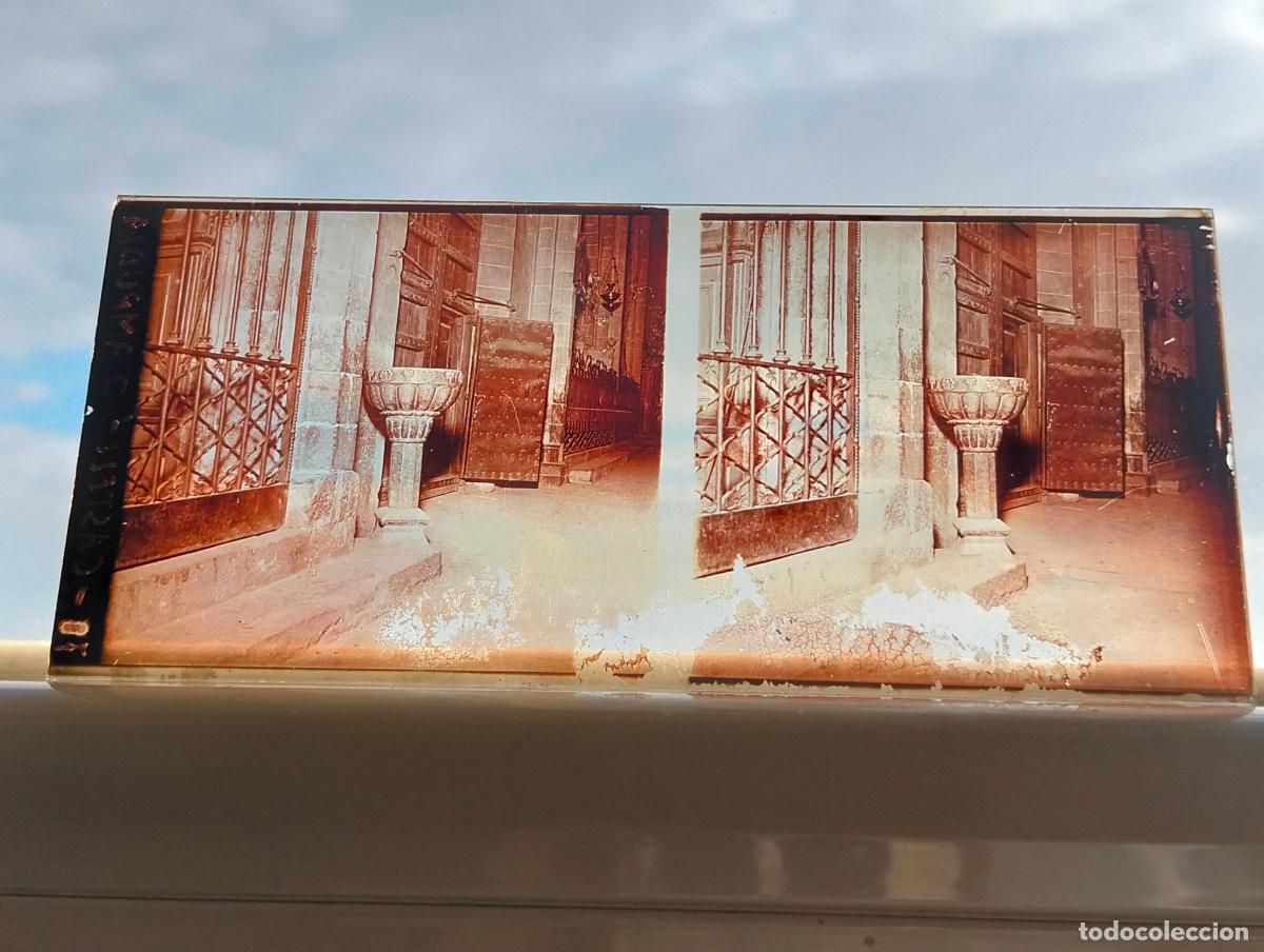 Fotograf&iacute;a antigua: CASTELLO DE AMPURIAS GERONA VISTA ESTEREOSCOPICA EN CRISTAL 5,8 X 13 CM