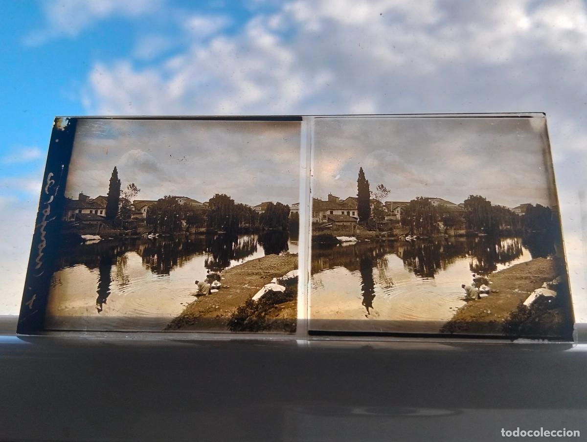 Fotograf&iacute;a antigua: MONFORTE DE LEMOS LUGO VISTA ESTEREOSCOPICA EN CRISTAL 5,8 X 13 CM