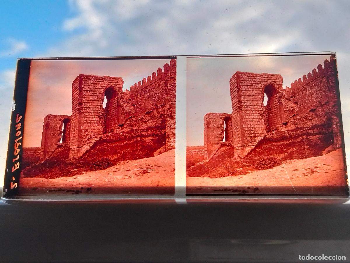 Fotograf&iacute;a antigua: ESCALONA TOLEDO VISTA ESTEREOSCOPICA EN CRISTAL 5,8 X 13 CM