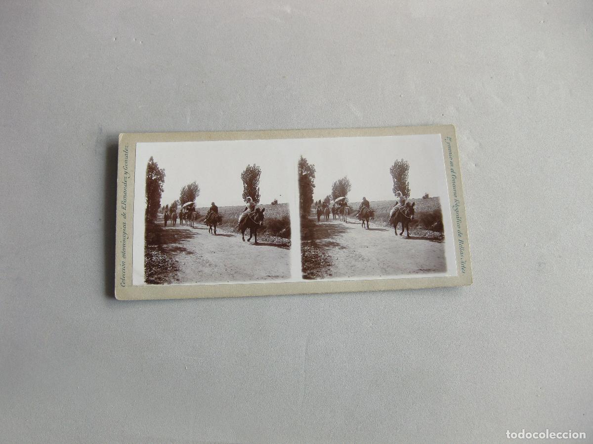 Antique Photography: FOTOGRAF&Iacute;A ESTEREOSC&Oacute;PICA DE PAISANOS EN MULAS. LUGAR DESCONOCIDO. FOT&Oacute;GRAFO E FERNANDEZ Y GONZ&Aacute;LEZ