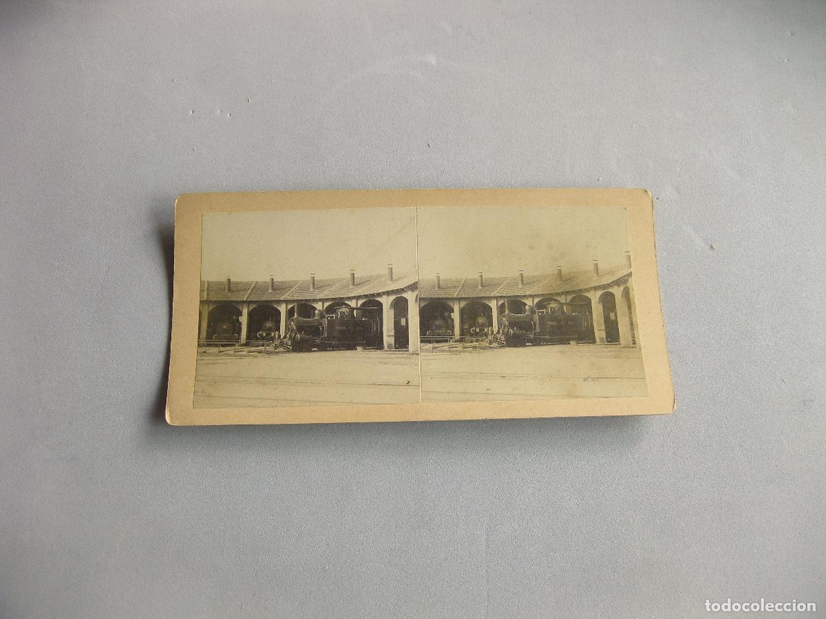 Fotograf&iacute;a antigua: FOTOGRAF&Iacute;A ESTEREOSC&Oacute;PICA DE ESTACI&Oacute;N DE LA PALMA DE MALLORCA. LOCOMOTORA SINEU NASMYTH & WILSON