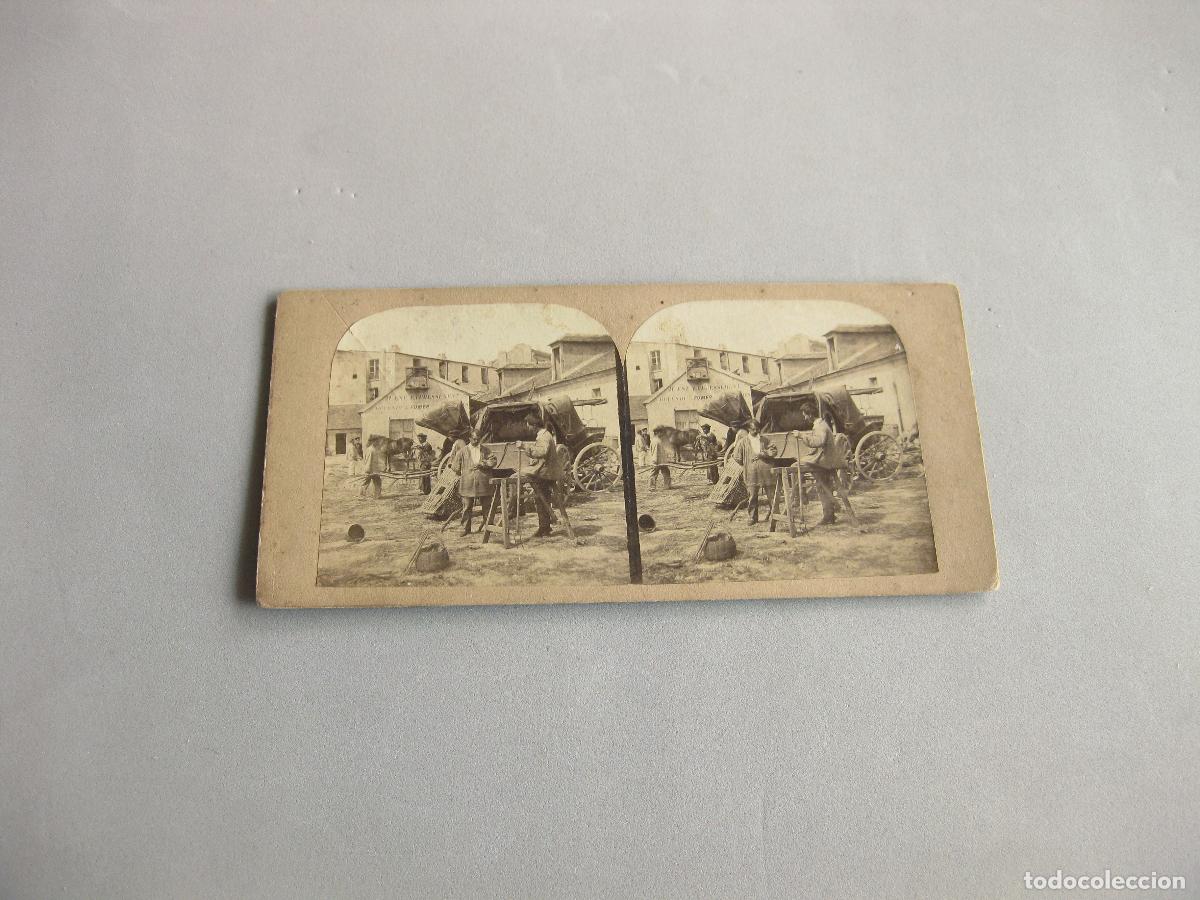 Fotograf&iacute;a antigua: FOTOGRAF&Iacute;A ESTEREOSC&Oacute;PICA DE UN TALLER DE COCHES DE ALQUILER. FRANCIA