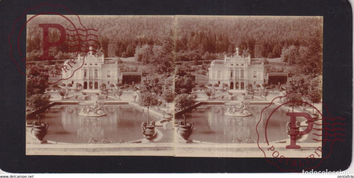 Photographie ancienne: K&ouml;nigl. Schloss Linderhof , Germany DEUTSCHLAND Baviera BAVARIA 1922 +-17*9CM ESTEREOSCOPICA STEREO