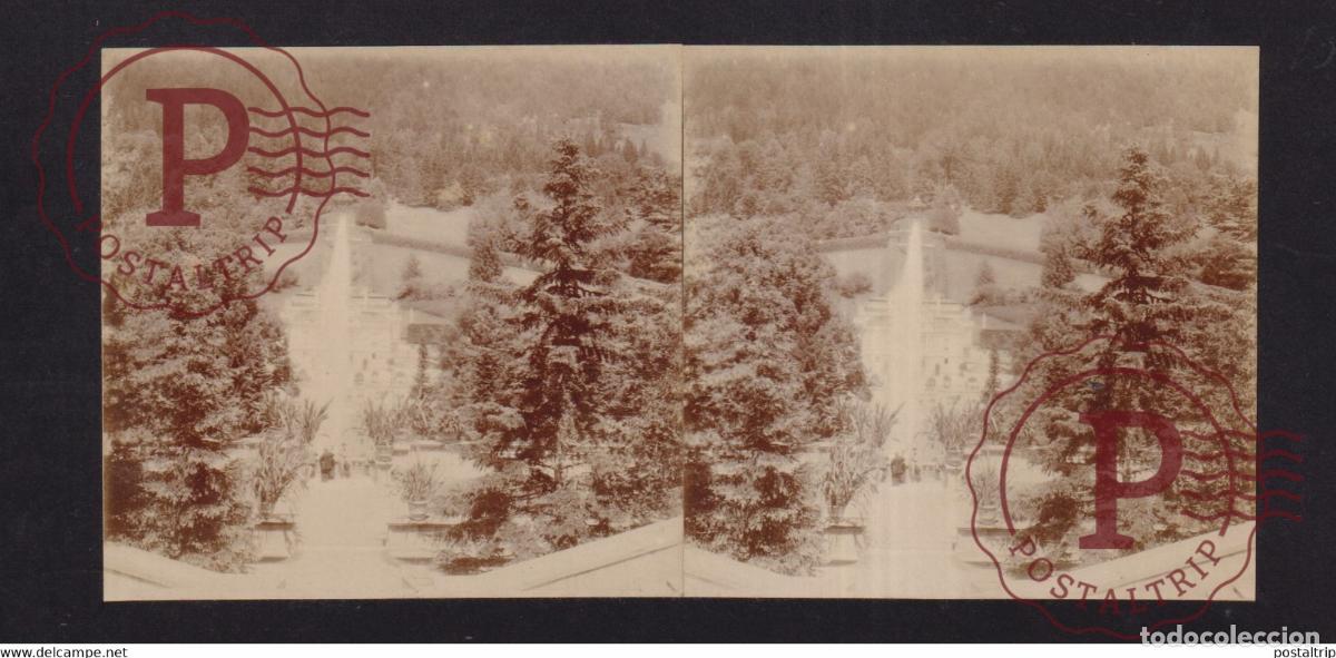 Photographie ancienne: K&ouml;nigl. Schloss Linderhof , Germany DEUTSCHLAND Baviera BAVARIA +-17*9CM ESTEREOSCOPICA STEREOSCOPI