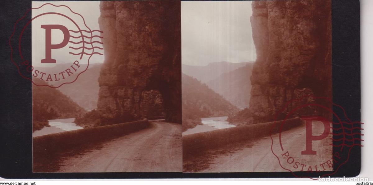 Photographie ancienne: Pas de Souci Soucy Gorges du Tarn. 1911 FRANCIA TARN +-17*9CM ESTEREOSCOPICA STEREOSCOPIC frances