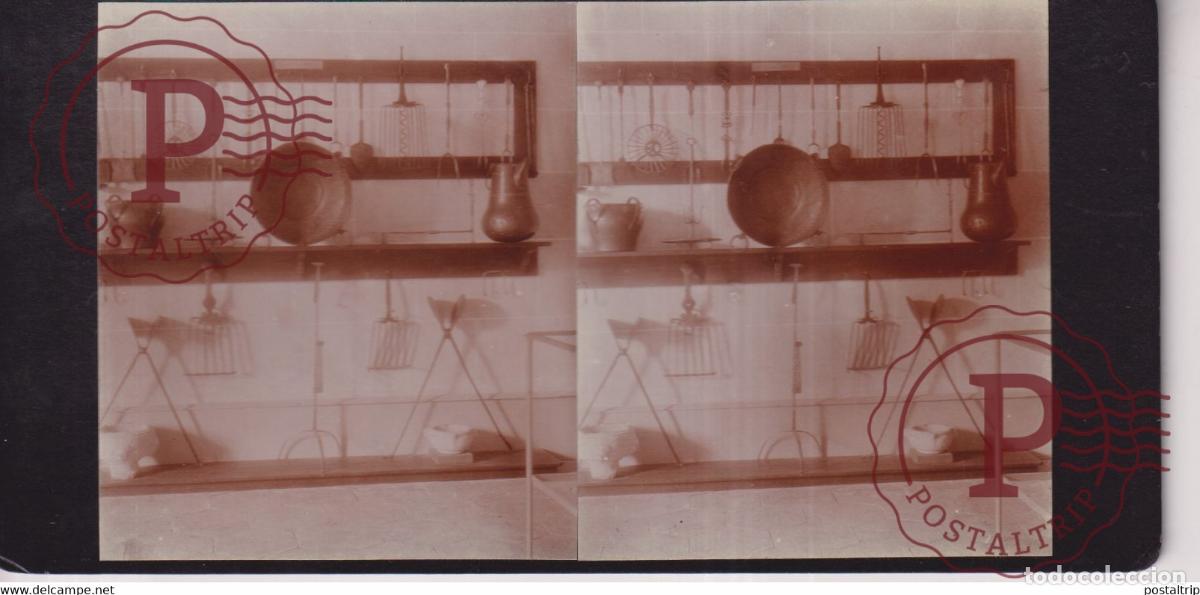 Photographie ancienne: AZAY LE RIDEAU CUISINE DU CHATEAU 37 Indre et Loire FRANCE +-17*9CM ESTEREOSCOPICA STEREOSCOPIC fr