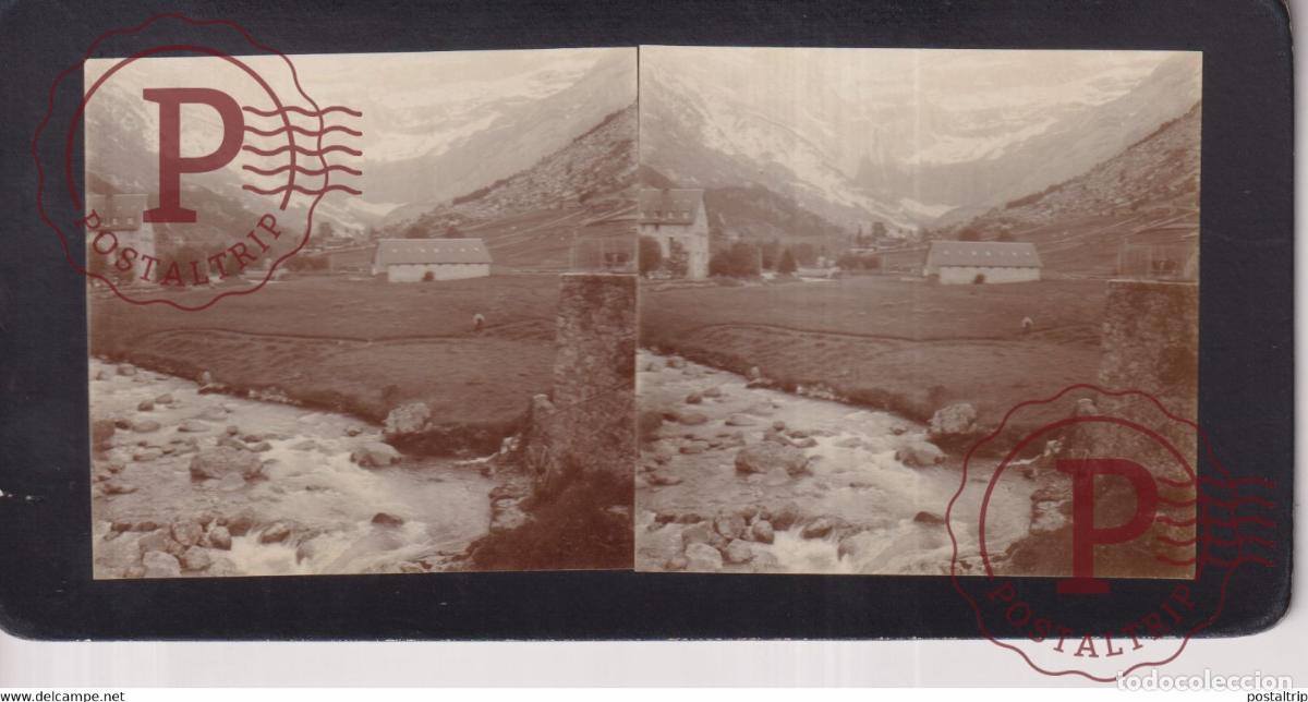 Photographie ancienne: Route de Gavarnie VUE DU RESTAURANT 65 HAUTES PYRENEES FRANCE +-17*9CM ESTEREOSCOPICA STEREOSCOPIC