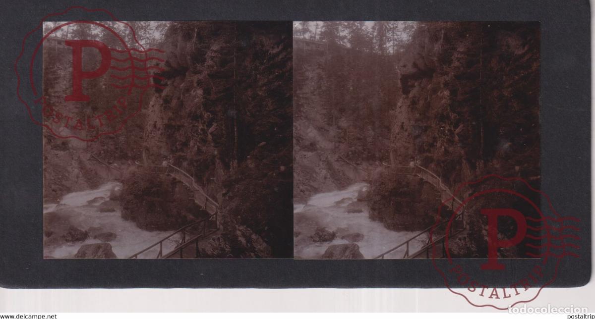 Antique Photography: Les Gorges de la Diosaz 74 Haute Savoie FRANCE +-17*9CM ESTEREOSCOPICA STEREOSCOPIC francestereo