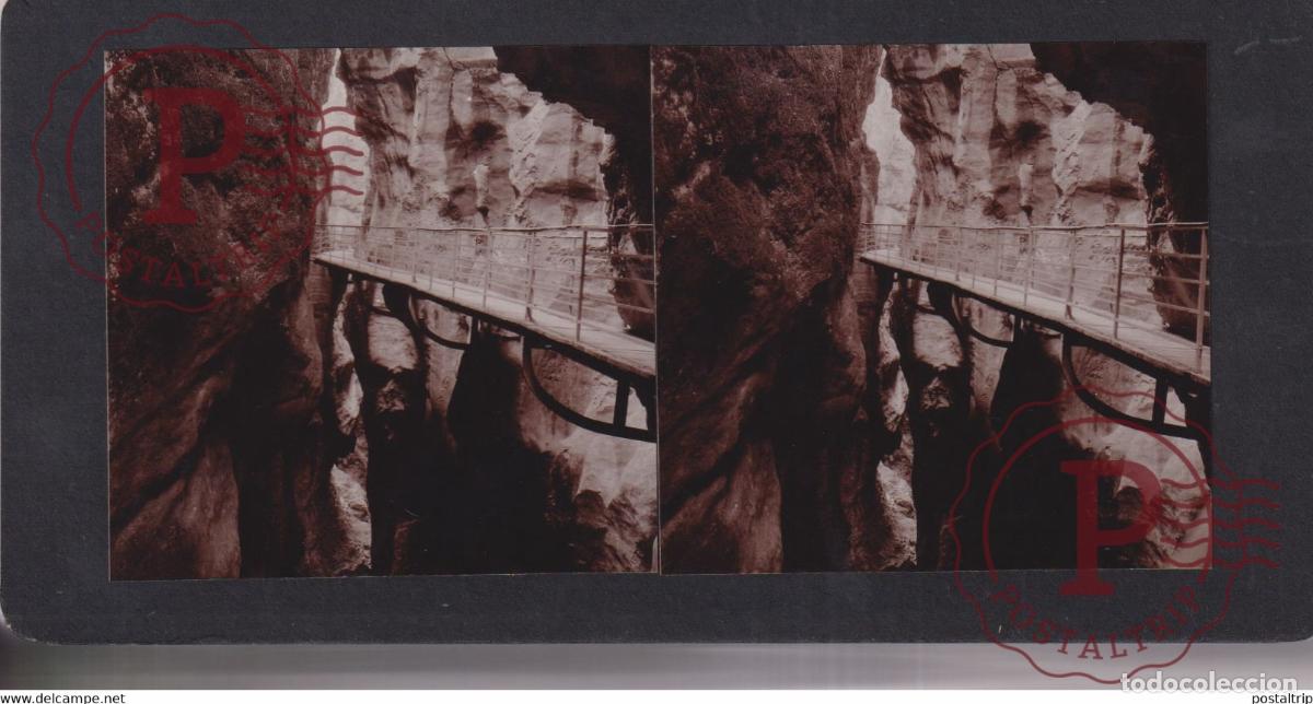 Antique Photography: Les Gorge du Fier 74 Haute Savoie +-17*9CM ESTEREOSCOPICA STEREOSCOPIC francestereo