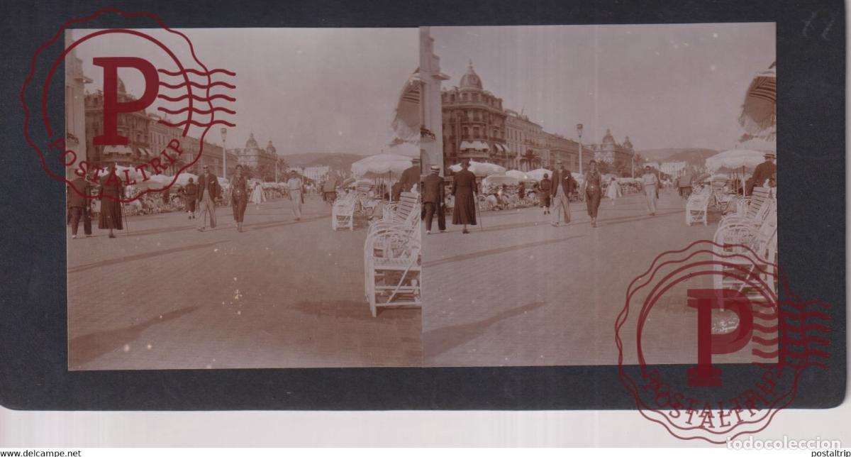 Photographie ancienne: NICE 06 Alpes Maritimes La Promenade des Anglais FRANCE +-17*9CM ESTEREOSCOPICA STEREOSCOPIC fran