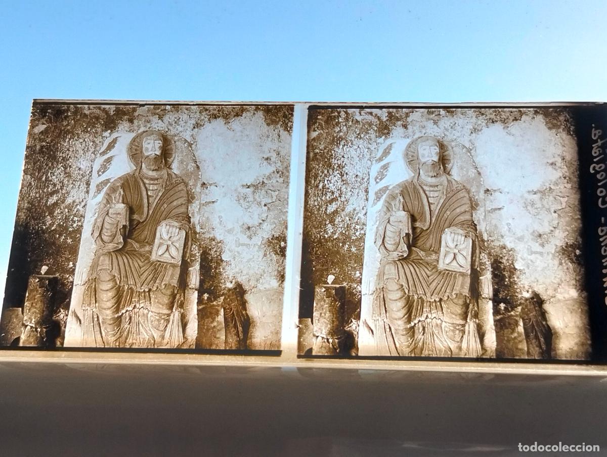 Fotograf&iacute;a antigua: SANTILLANA DEL MAR CANTABRIA VISTA ESTEREOSCOPICA EN CRISTAL 5,8 X 13 CM