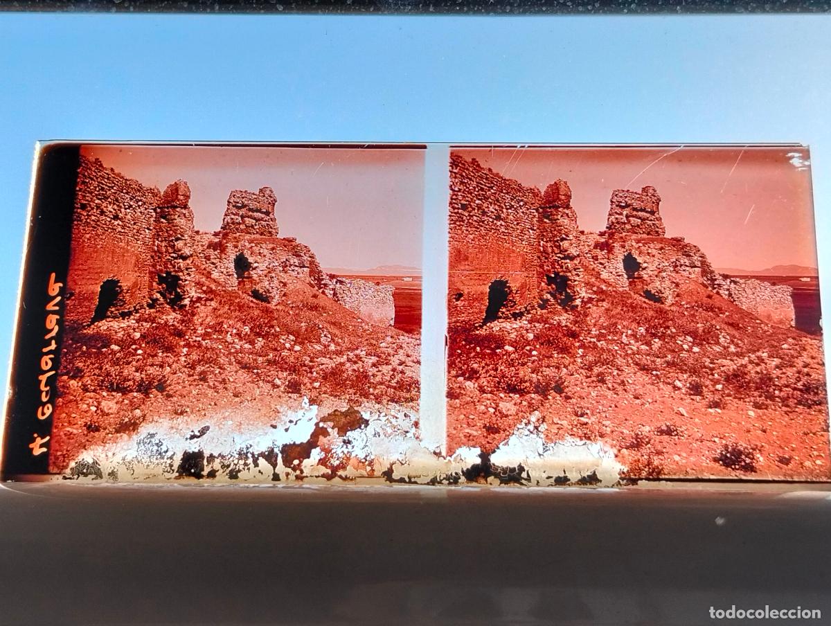 Fotograf&iacute;a antigua: CALATRAVA CIUDAD REAL VISTA ESTEREOSCOPICA EN CRISTAL 5,8 X 13 CM