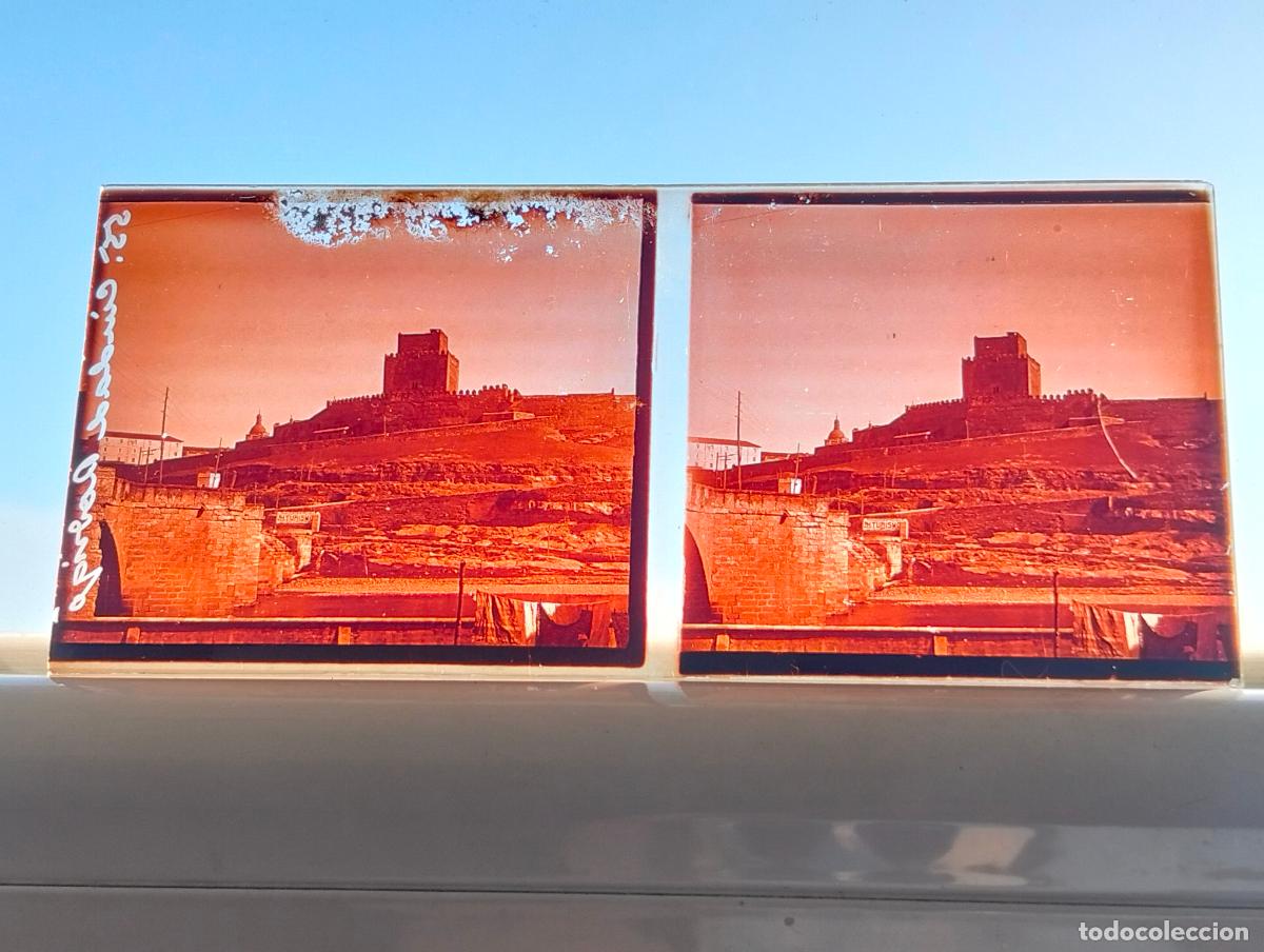 Fotograf&iacute;a antigua: CIUDAD RODRIGO SALAMANCA VISTA ESTEREOSCOPICA EN CRISTAL 5,8 X 13 CM