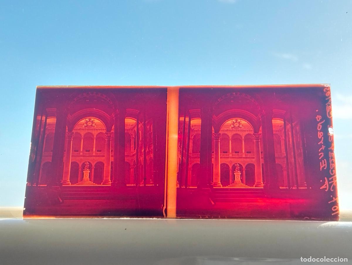 Fotografia antica: TOLEDO ALCAZAR VISTA ESTEREOSCOPICA EN CRISTAL 5,8 X 13 CM