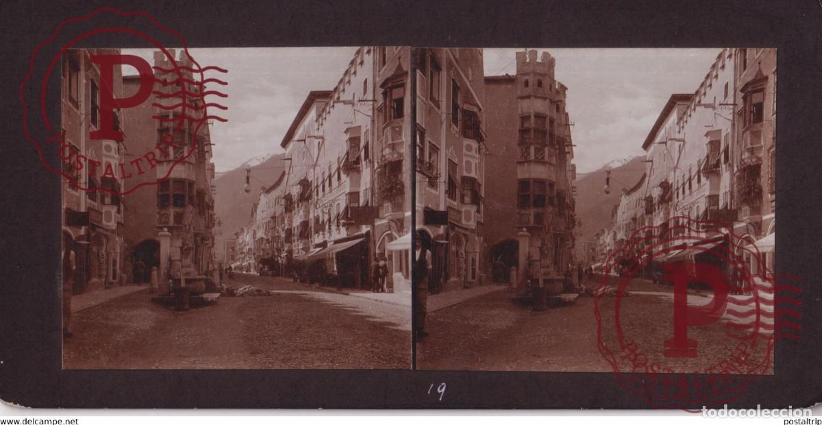 Fotografia antica: STERZING BRENNER PASS RATHAUS &Ouml;sterreich AUSTRIA TIROL TYROL +-17*9CM ESTEREOSCOPICA STEREOSCOPIC fr