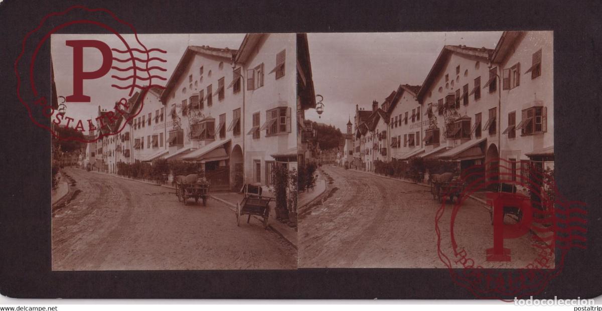 Fotografia antica: MATREI BRENNER PASS RATHAUS &Ouml;sterreich AUSTRIA TIROL TYROL +-17*9CM ESTEREOSCOPICA STEREOSCOPIC fran