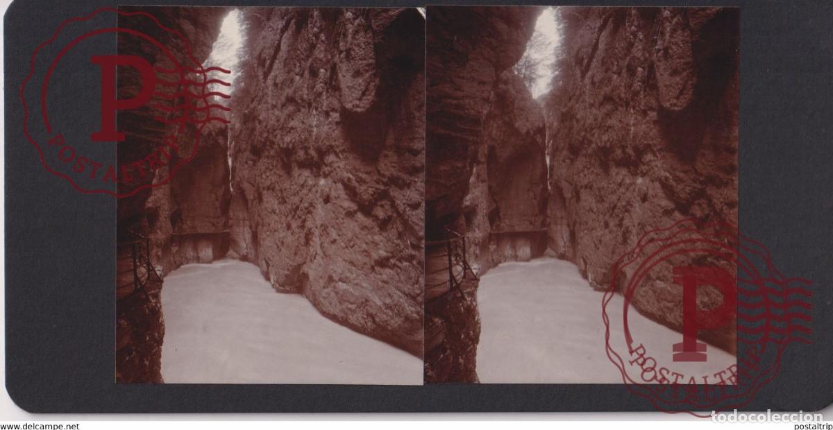 Fotografia antica: MEIRINGEN AARSCHLUCHT BE Berne SUISSE SUIZA SCHWEIZ switzerland +-17*9CM ESTEREOSCOPICA STEREOSCOPI