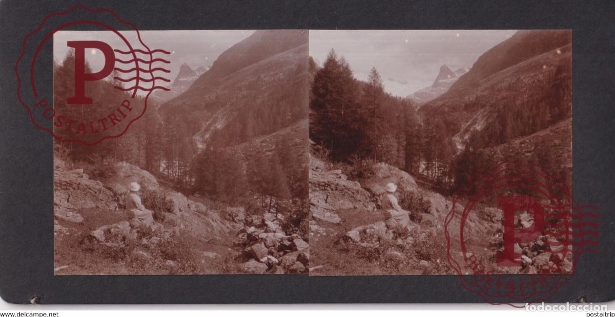 Fotografia antica: VS Valais FERPECLE COMBE DE ....AROLL SUISSE SUIZA SCHWEIZ switzerland +-17*9CM ESTEREOSCOPICA STERE