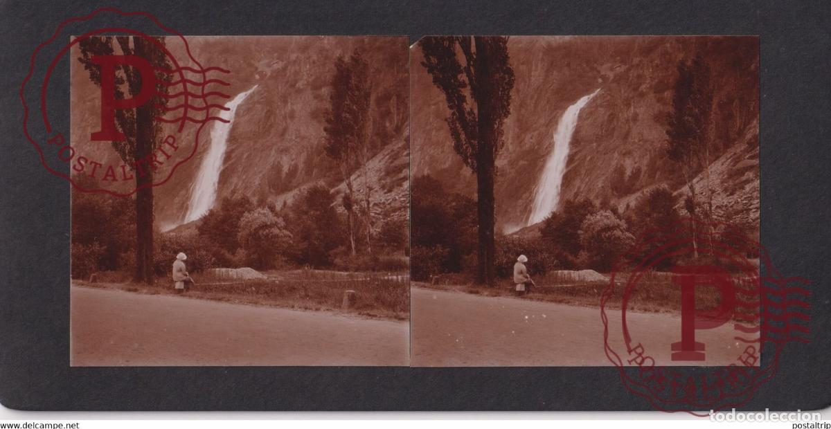 Alte Fotografie: MARTIGNY CHUTE WATERFALL VS Valais SUISSE SUIZA SCHWEIZ switzerland +-17*9CM ESTEREOSCOPICA STEREOS