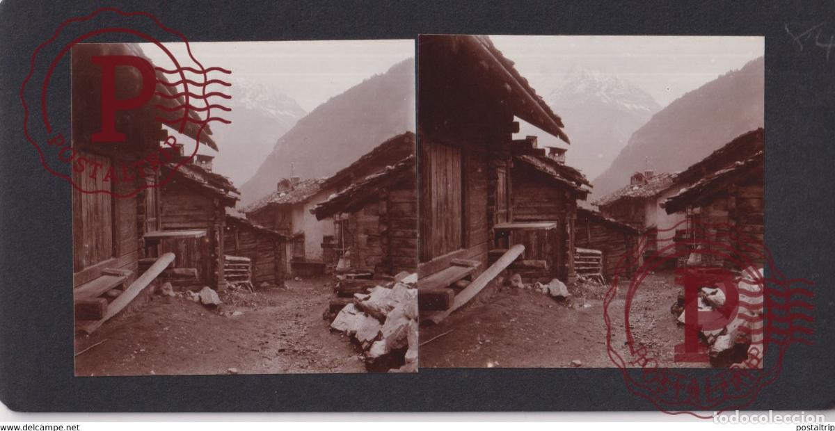 Alte Fotografie: EVOLENA VAL DHEREMENS VS Valais SUISSE SUIZA SCHWEIZ switzerland +-17*9CM ESTEREOSCOPICA STEREOSC